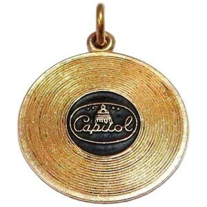 Vintage 12K Gold Filled Enamel Capitol Records Phonograph Record Charm/Pendant